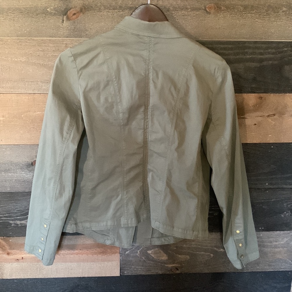 Chicos Olive Green Gold Button Jacket Blazer Care… - image 5